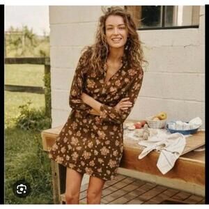 Tuckernuck Hazel Bouquet Corduroy Clifton Mini Dress Brown Floral S